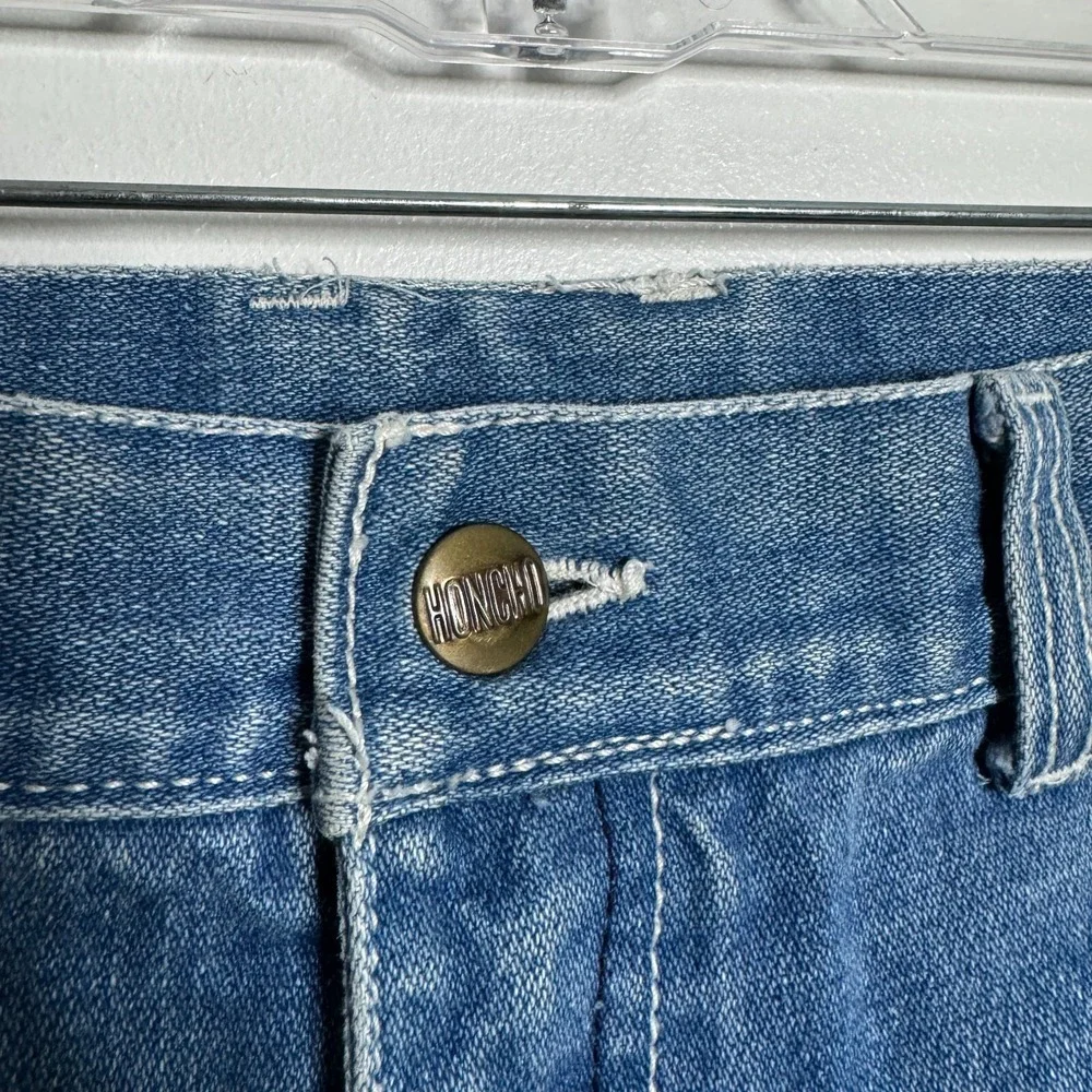 Honcho Paneled Denim Jeans Mens 31x29 Blue Vintage Streetwear Elastic Cuff